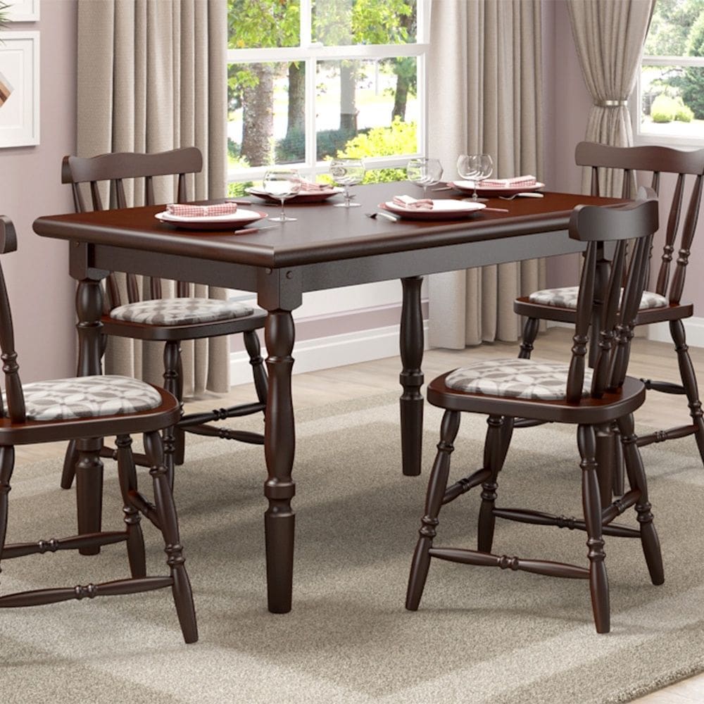 Mesa de Jantar 103EA com 04 Cadeiras 155EA Castanho Acetinado Piratini