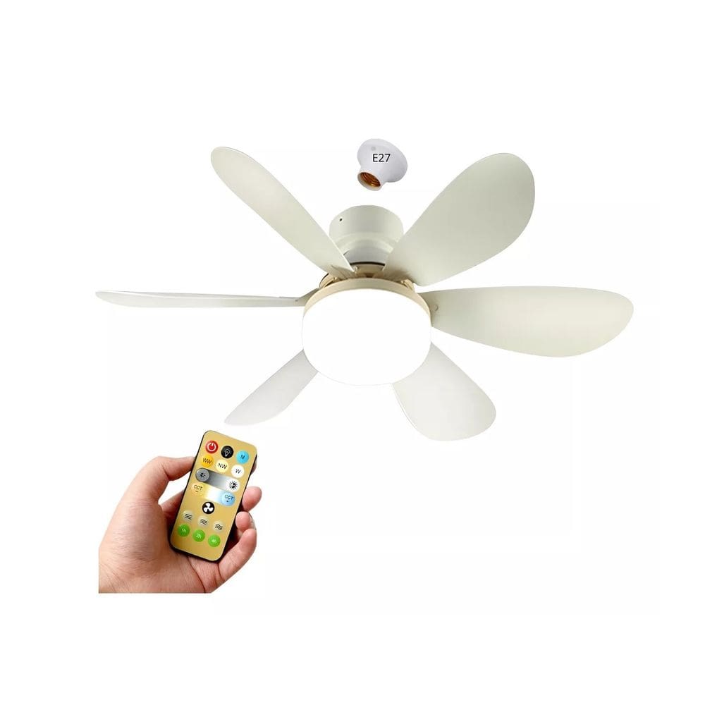 Ventilador De Teto 60W Bivolt 6 Pás C/ Luz Led E Controle