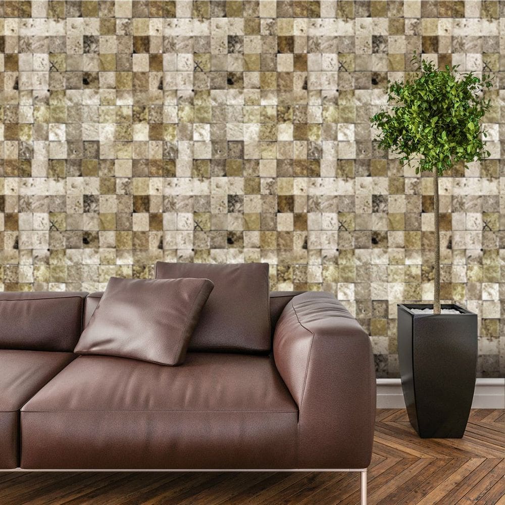 Papel de Parede Adesivo Bloco 3d Pedra Lavável Sala Quarto Cozinha 3 metros