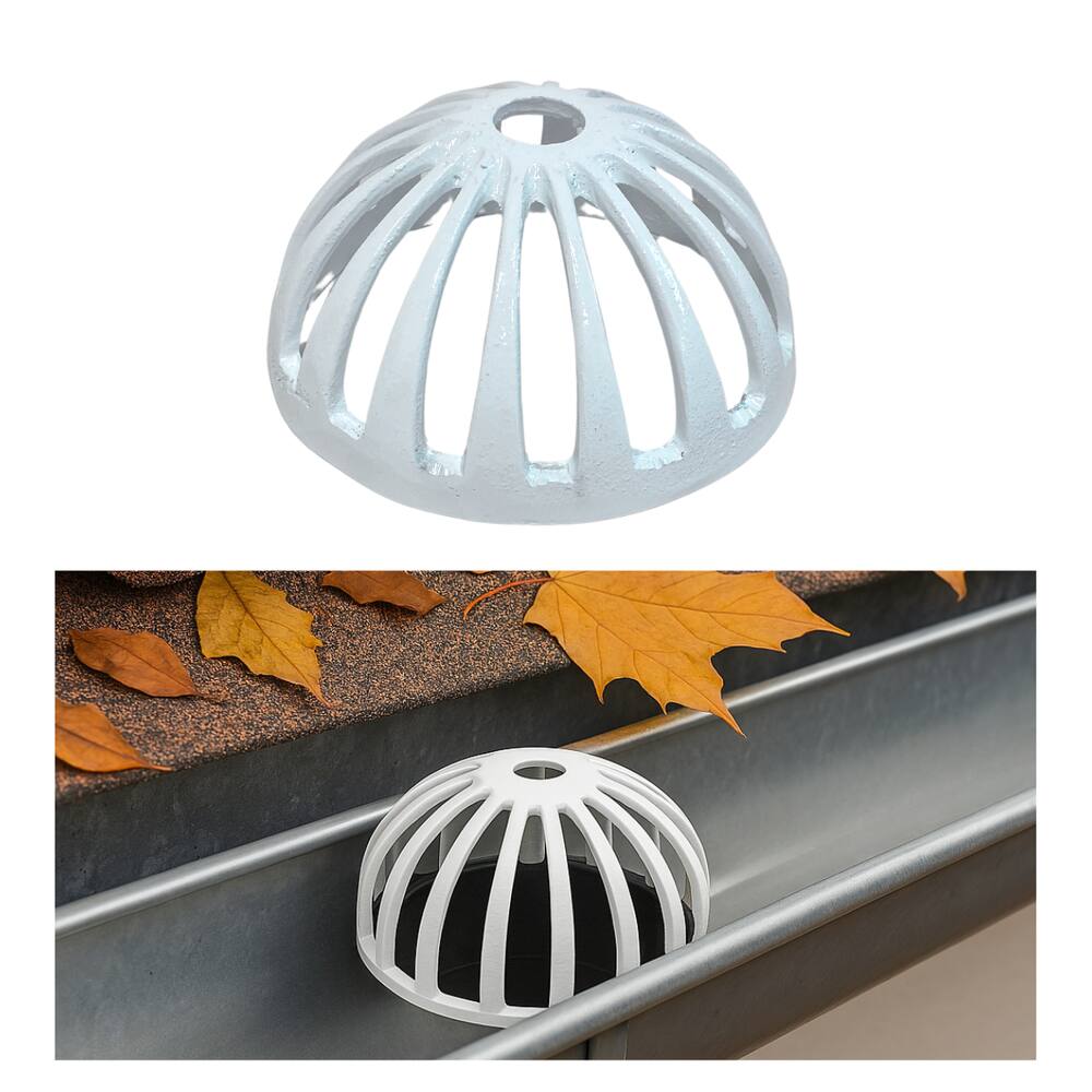 Ralo Abacaxi Hemisférico Alumínio Branco Anti Folhas para Tubo de 150mm 6 polegadas Calhas Telhado +1