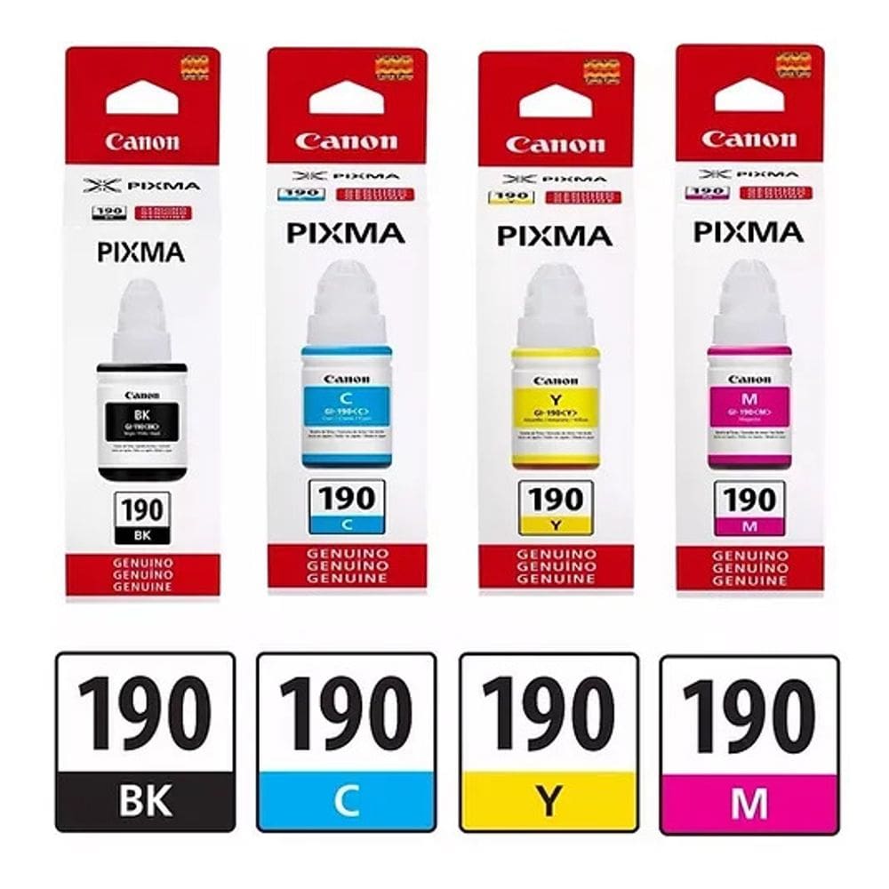 kit 4 Refil de Tinta Canon Gl-190 G1100, G1110, G2100, G2110, G3100, G3102, G3110, G3111, G4100, G4110, G4111