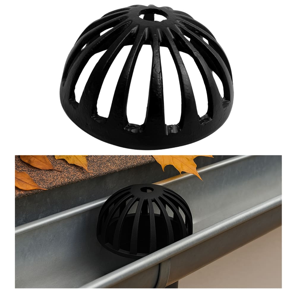 Ralo Anti Entupimento de Calhas para Condutor Tubo de 100mm 4 polegadas em Alumínio Preto