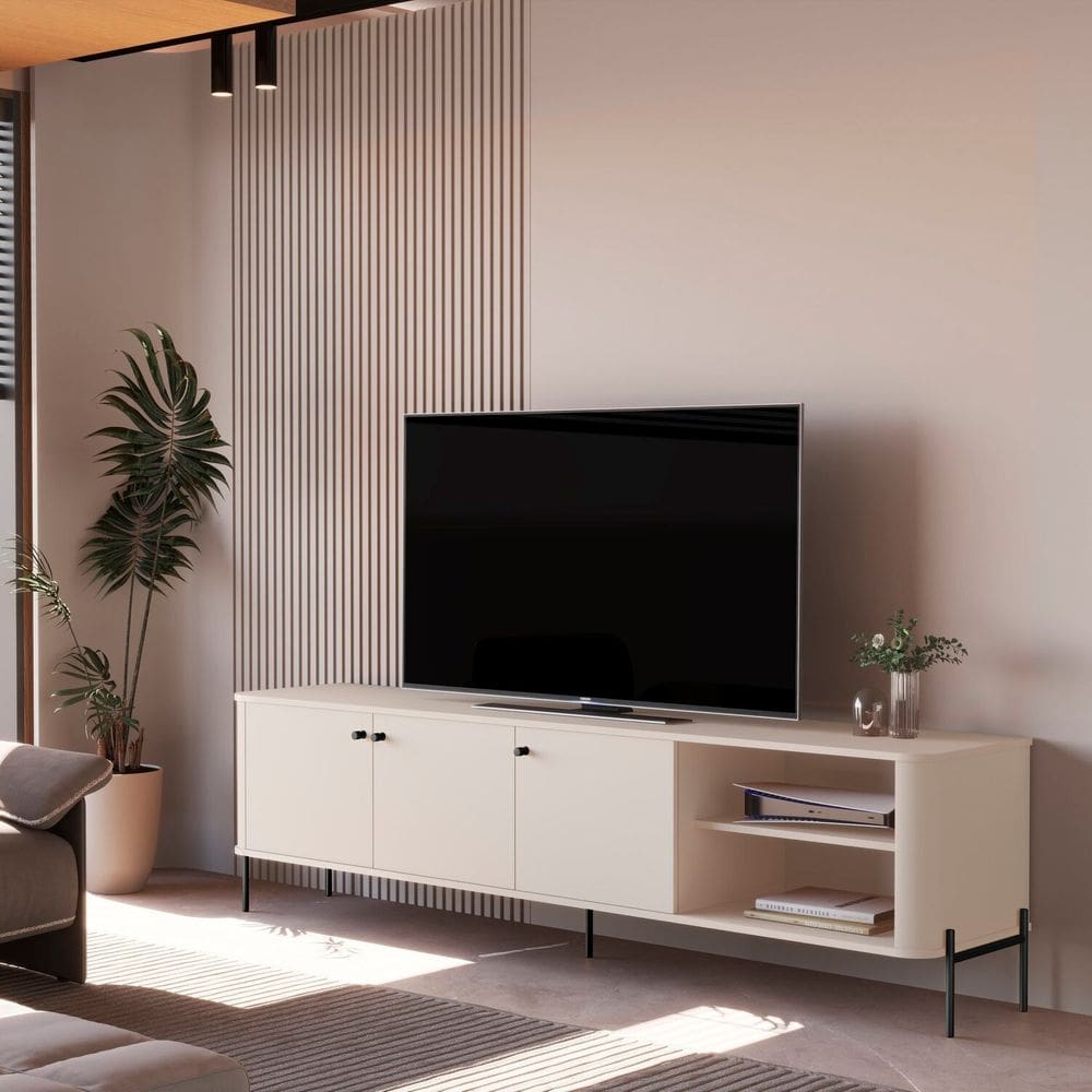 Rack para Tv até 75 Polegadas Tucupí Off White/Preto