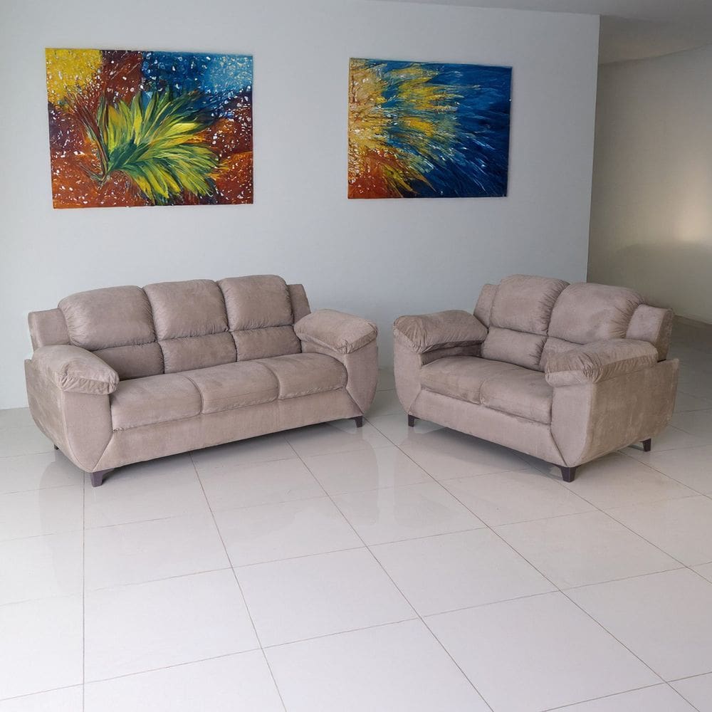Sofa para Sala de Estar 2 Lugares Clássico Bege