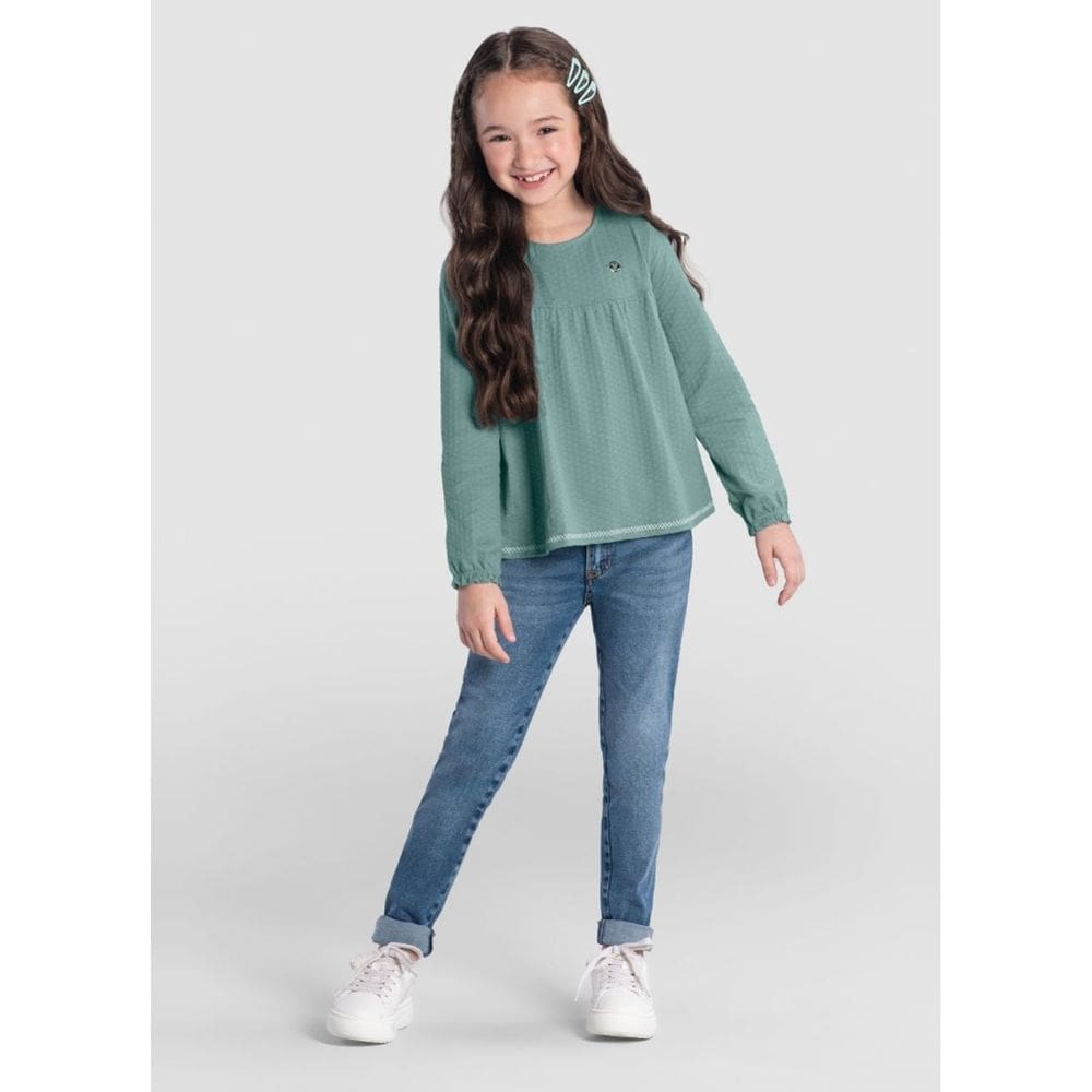 Blusa Infantil Menina Texturizada Verde Brandili