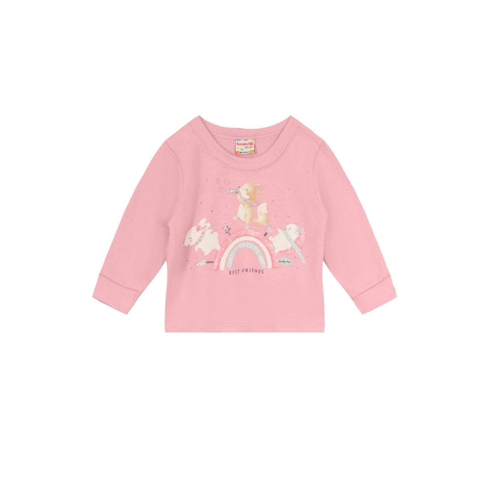 Conjunto Infantil Menina De Arco-Íris Brilhante Rosa
