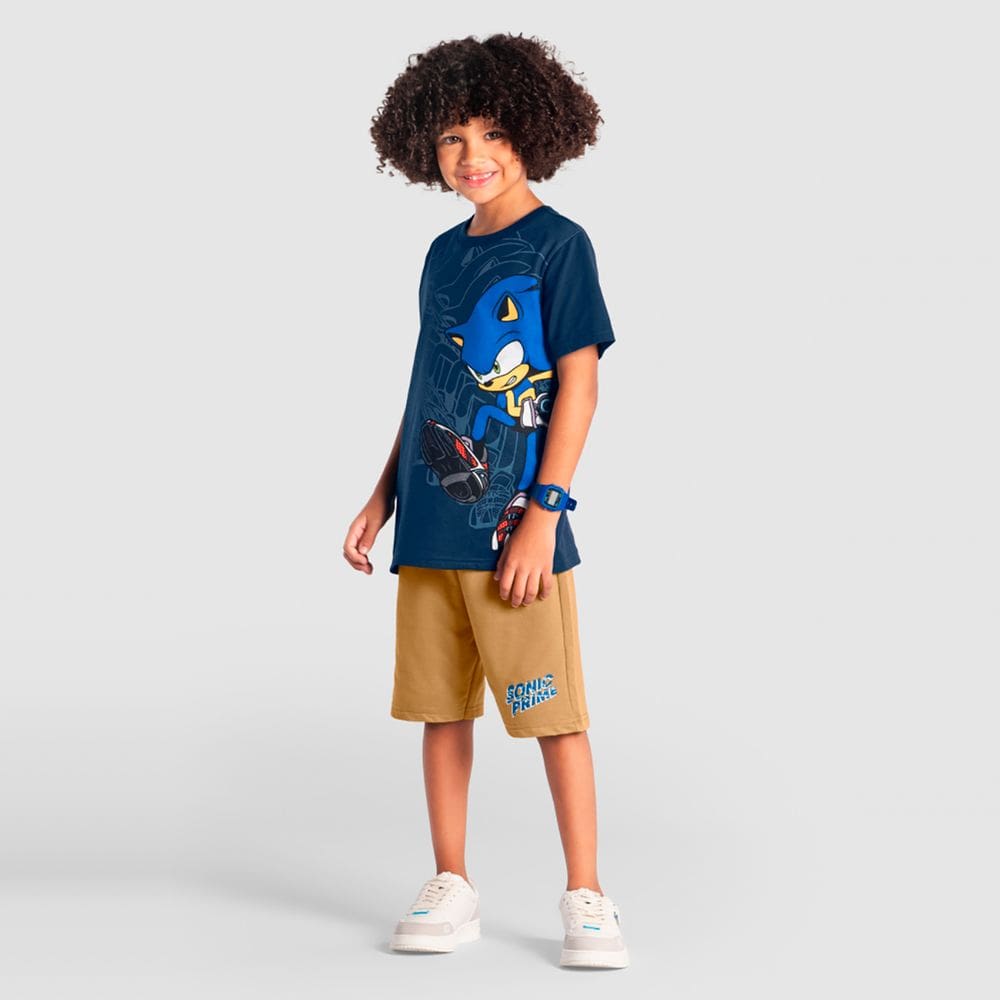 Conjunto Infantil Menino Do Sonic Azul Brandili