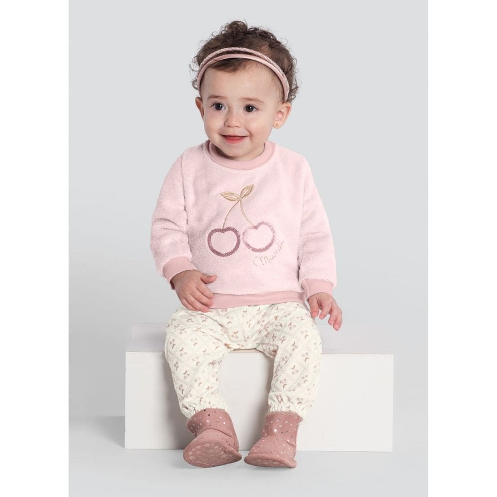 Conjunto Infantil Menina De Cereja Brilhante Rosa Mundi