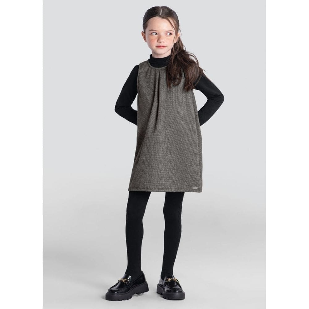 Conjunto Infantil Menina Em Cotton Preto Mundi