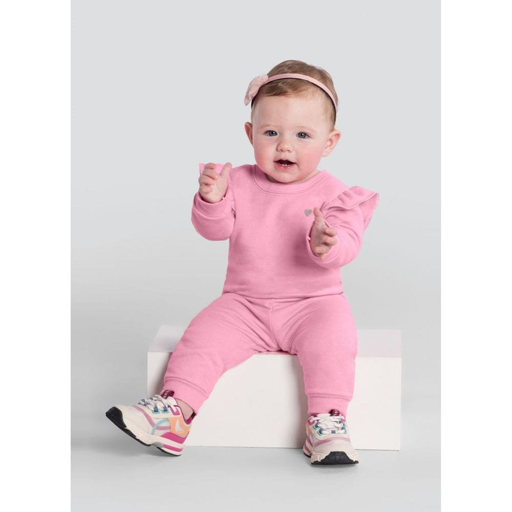Conjunto Bebê Menina De Coração Rosa Brandili