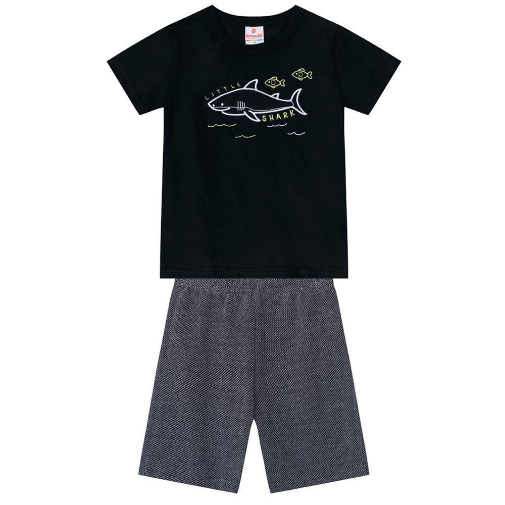 Conjunto Infantil Menino De Tubarão Preto Brandili
