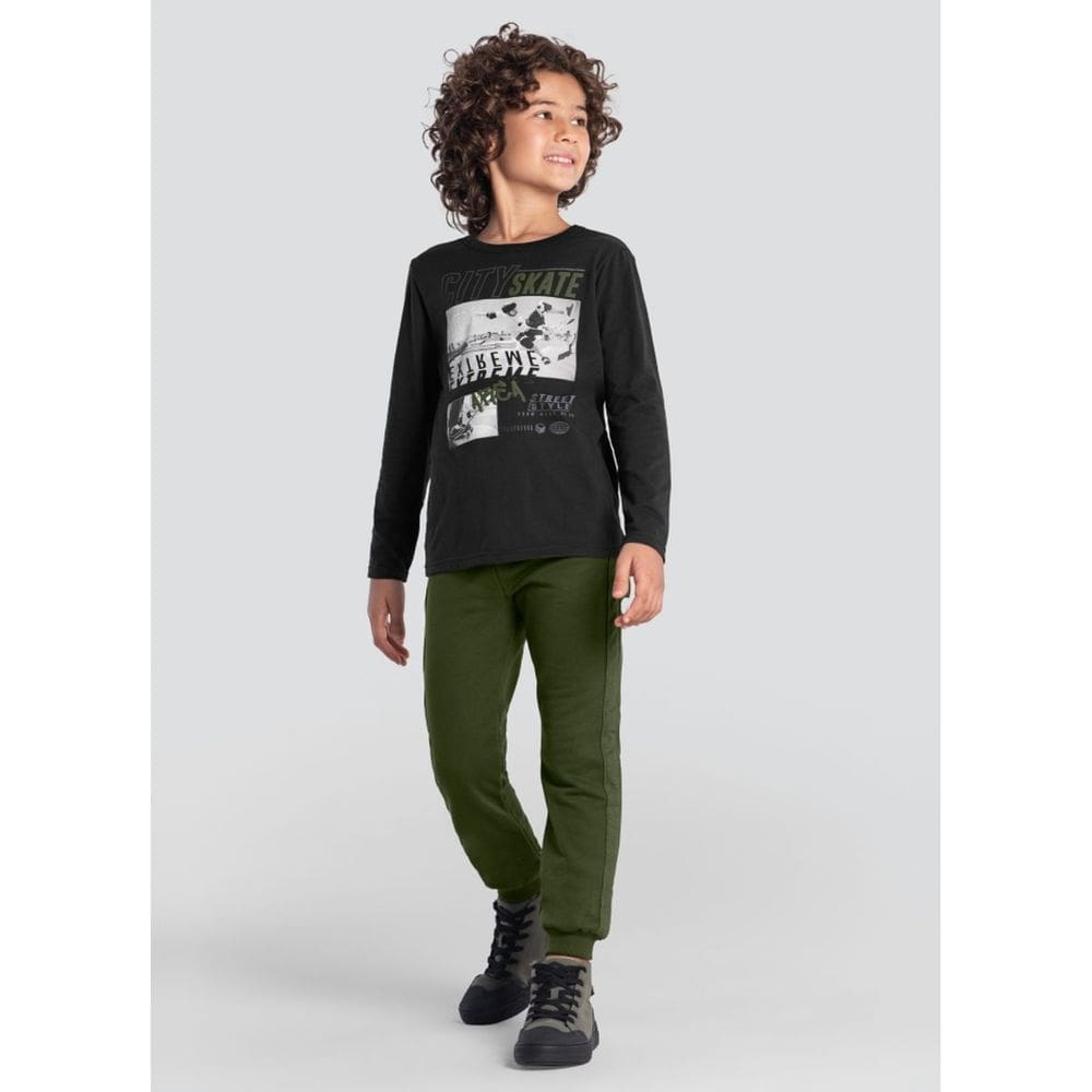 Conjunto Infantil Menino De Skate Cinza Brandili