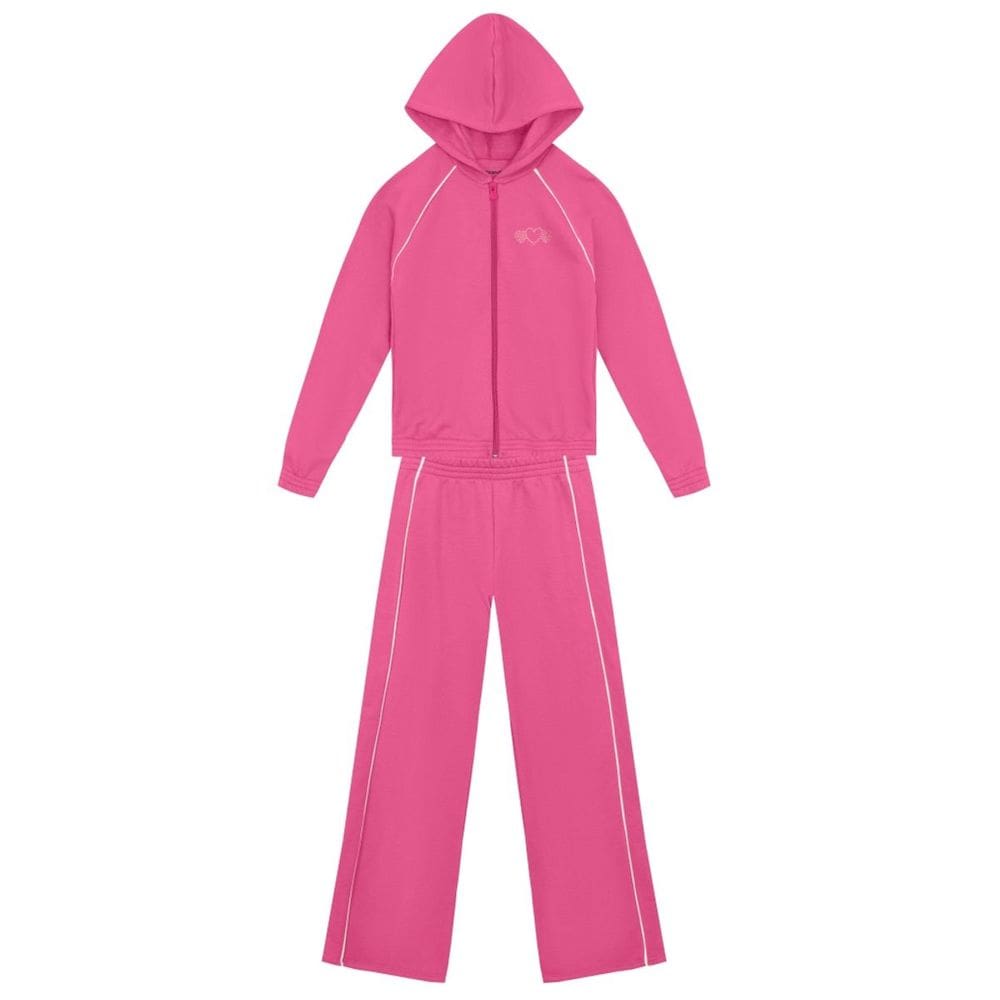 Conjunto Infantil Menina De Coração Brilhante Rosa Brandili