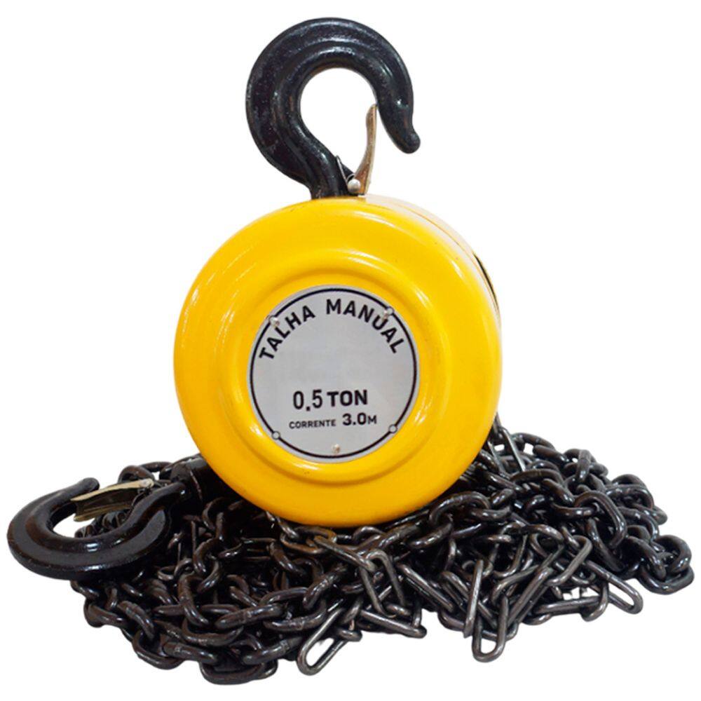Talha Manual 0.5 Tonelada 500 kg com Corrente 3 Metros Elevação