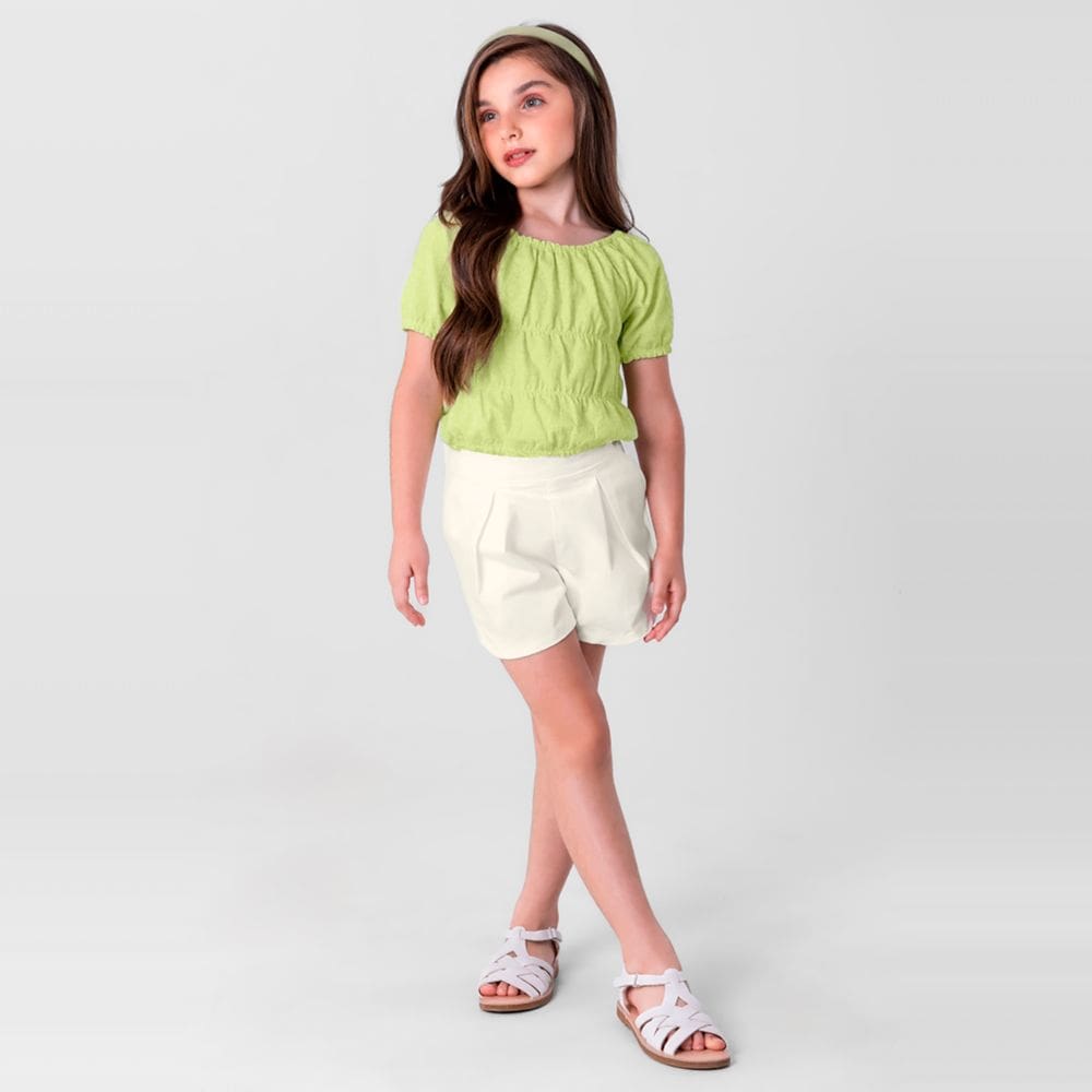 Conjunto Infantil Menina Com Cropped Verde Mundi