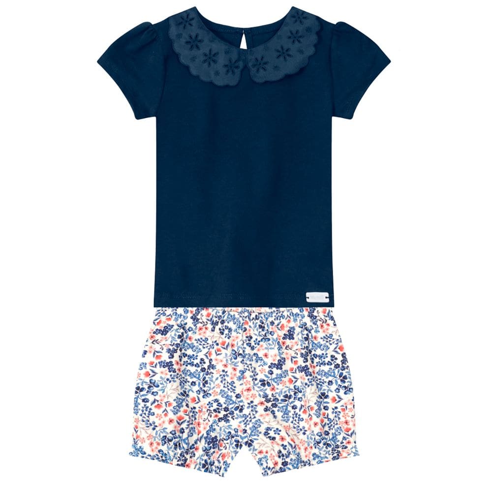 Conjunto infantil menina em cotton Mundi