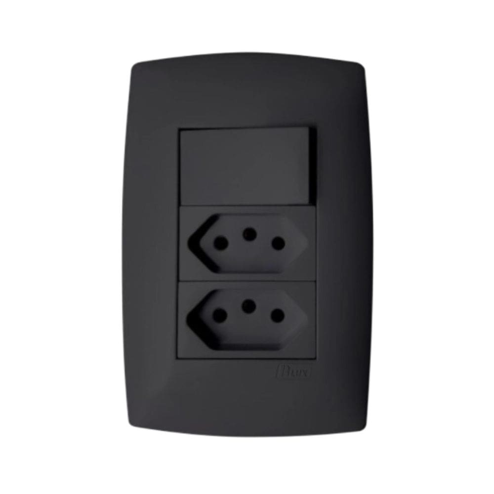 Conjunto Interruptor Simples + 2 Tomadas Com Placa 10A Home