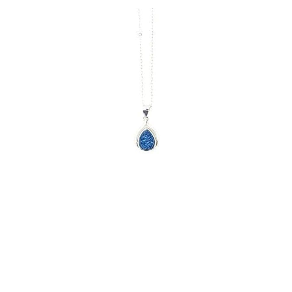 Colar Prata Com Pingente De Gota Azul Com Rodium