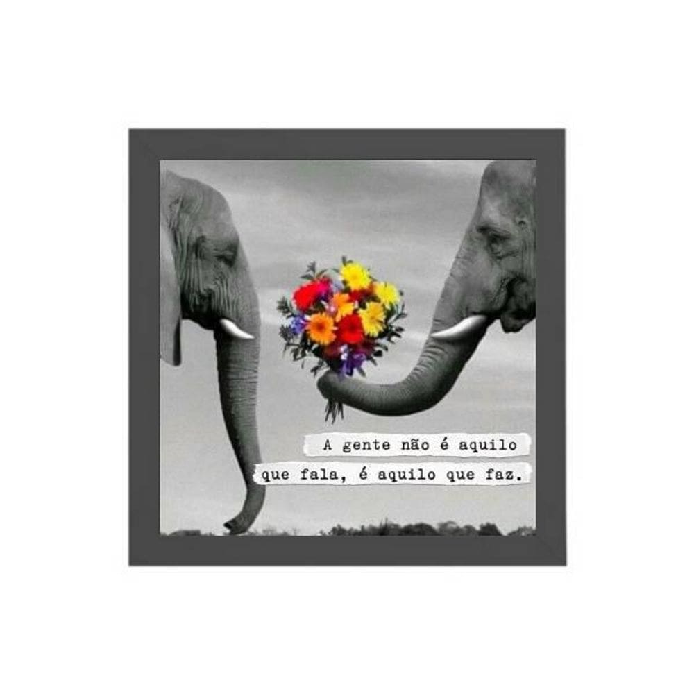 Quadro Quadrado Frase Elefante 20X20Cm