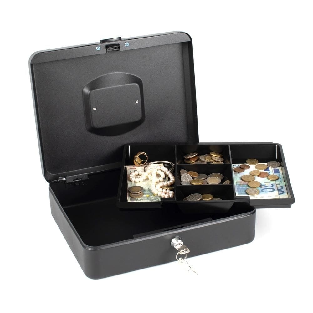 Cofre Seguranca Metal Portatil Grande 30Cm Porta Joias Cash Box Documentos Dinheiro Moeda Organizador Com Chave E Alça