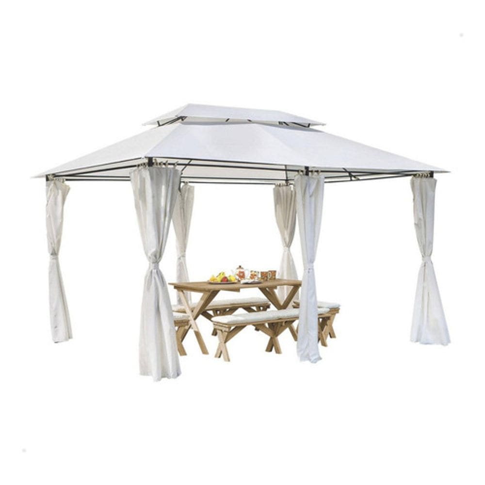 Tenda Grande Gazebo Pergolado Com Cortinas Pergola 4x3m Cor Bege