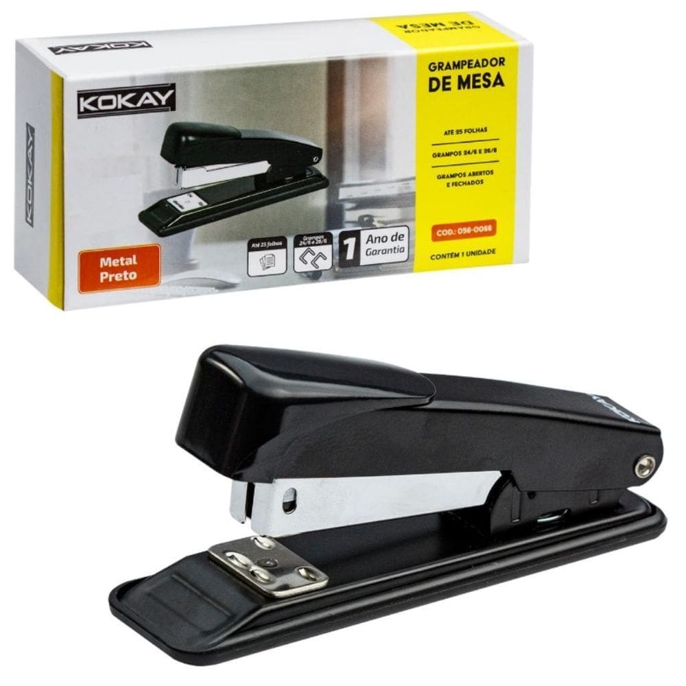 Grampeador Papel Profissional Reforçado Metal Aço 25 Folhas