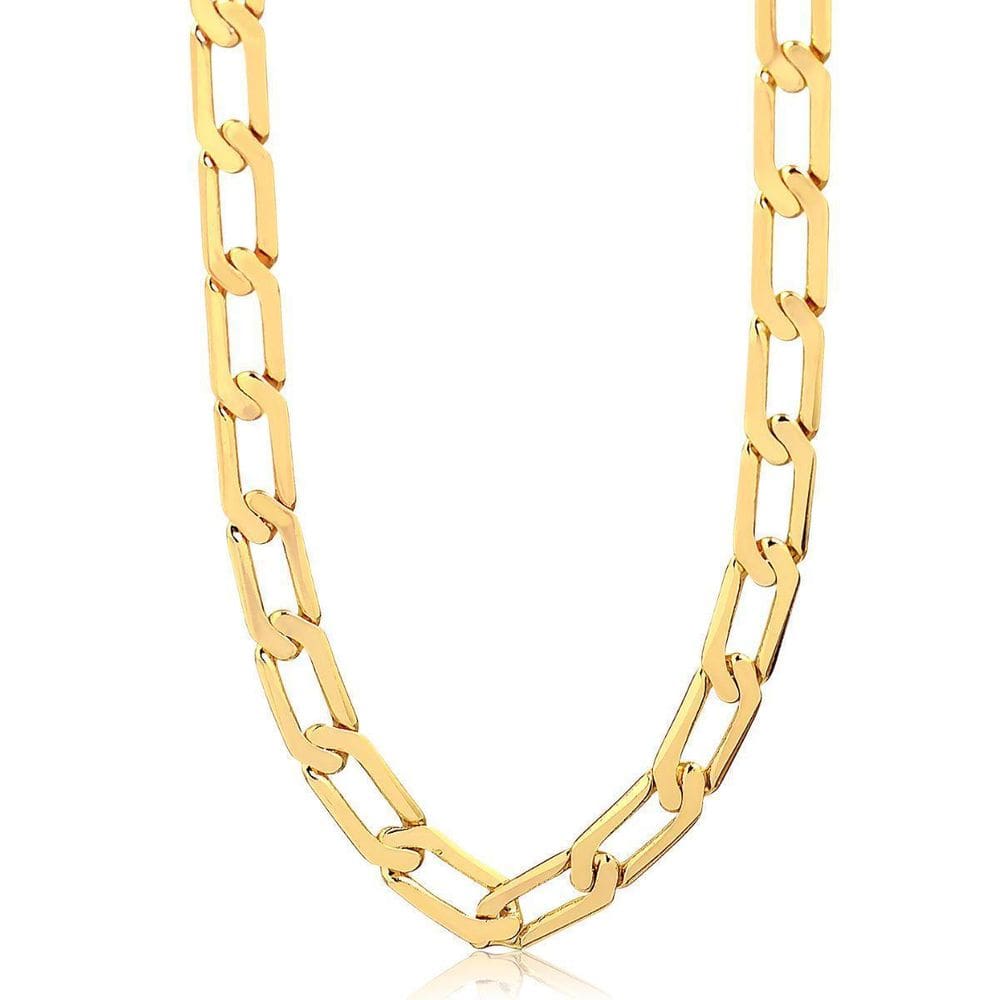 Corrente Masculina Grumet Elo Longo Banhada A Ouro 18K