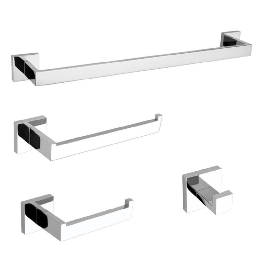 Kit Acessórios Para Banheiro 4 Peças Aço Inox 304 Cromado