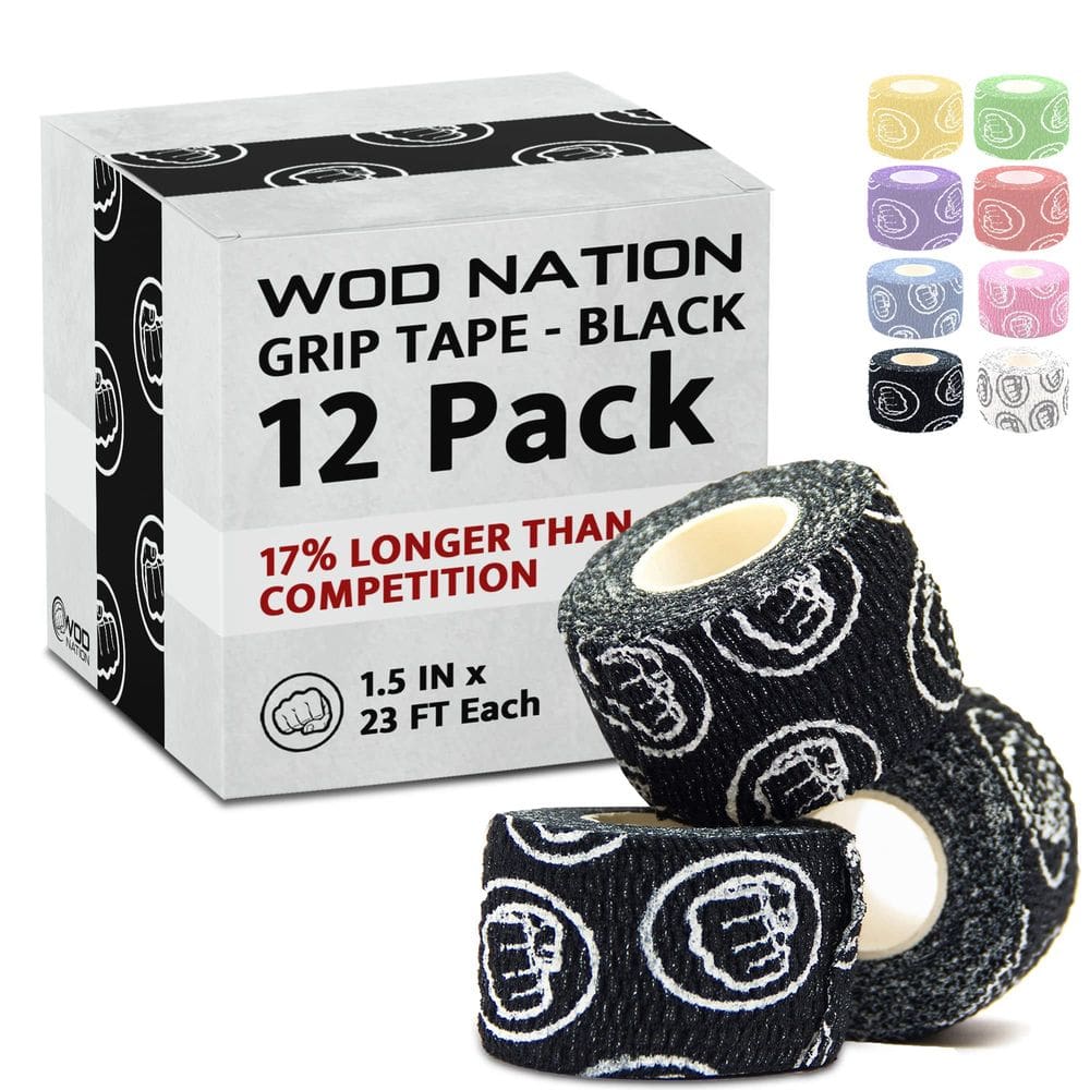 Fita adesiva para levantamento de peso WOD Nation V3 23 m, pacote com 3 unidades, preta
