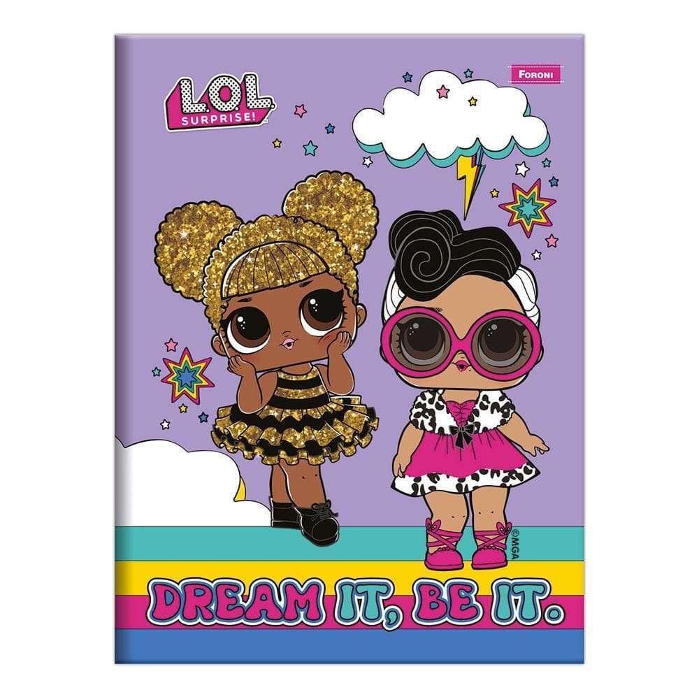 Caderno Brochurão 80Fls Capa Dura Lol Lilás Foroni