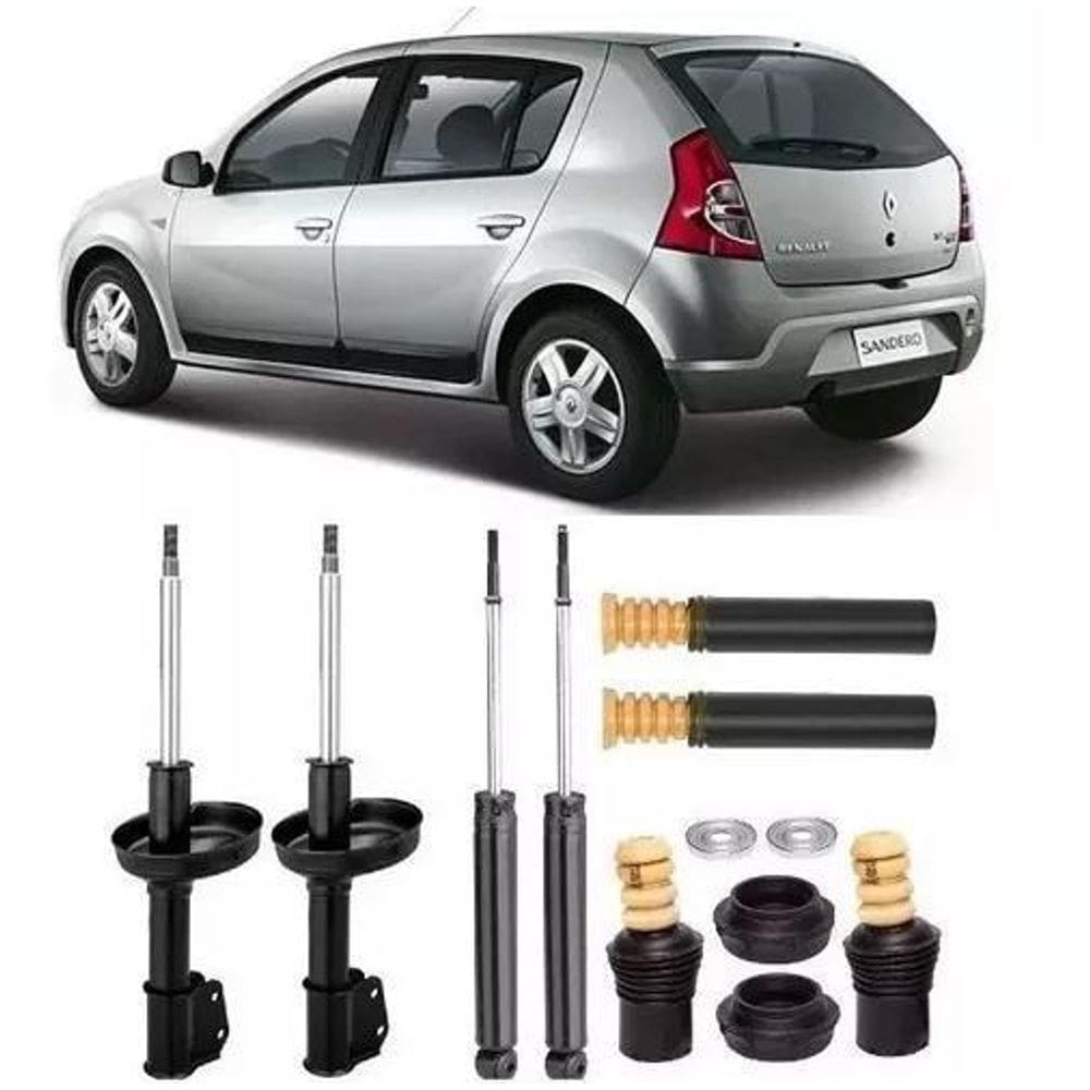 4 Amortecedor+ Kit Suspensão Renault Sandero 2007 A 2013