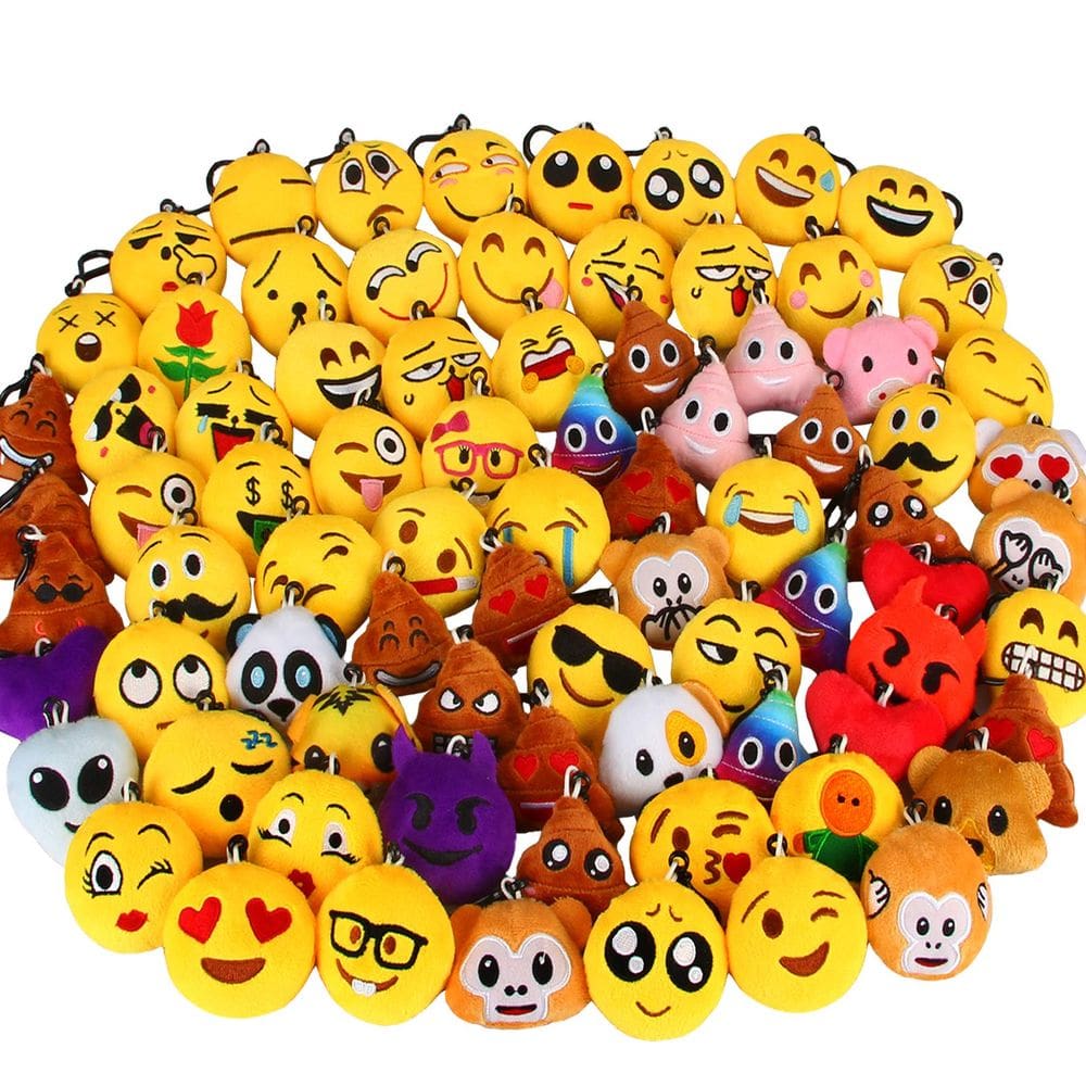 Keychain Plush Dreampark Emoticon, pacote com 80 para crianças com mais de 2 anos