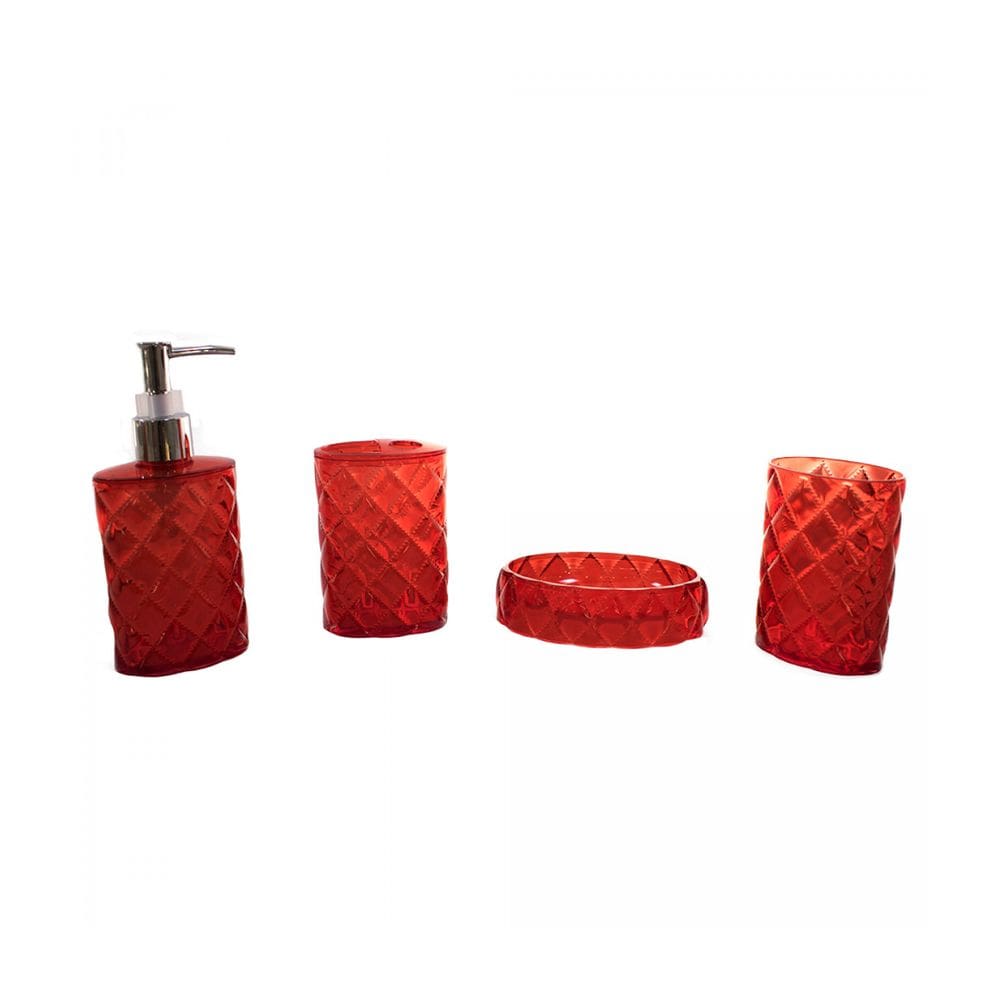 Jg Utensílios Vermelhos Para Banheiro