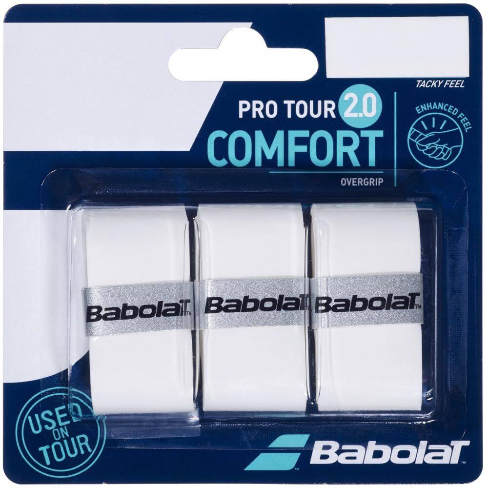 Pacote com 3 Overgrip Babolat Pro Tour 2.0 Comfort White