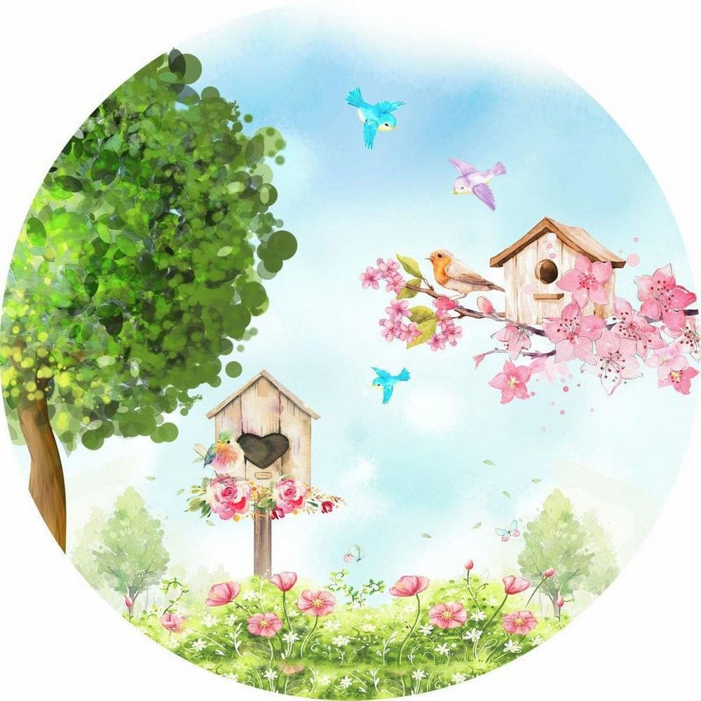 Painel Redondo 3D Sublimado Jardim Frd-5049