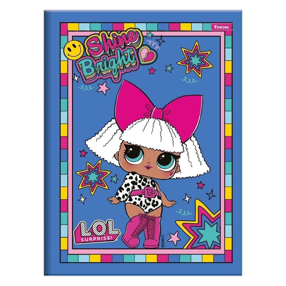 Caderno Brochurão 80Fls Capa Dura L.O.L. Azul Foroni