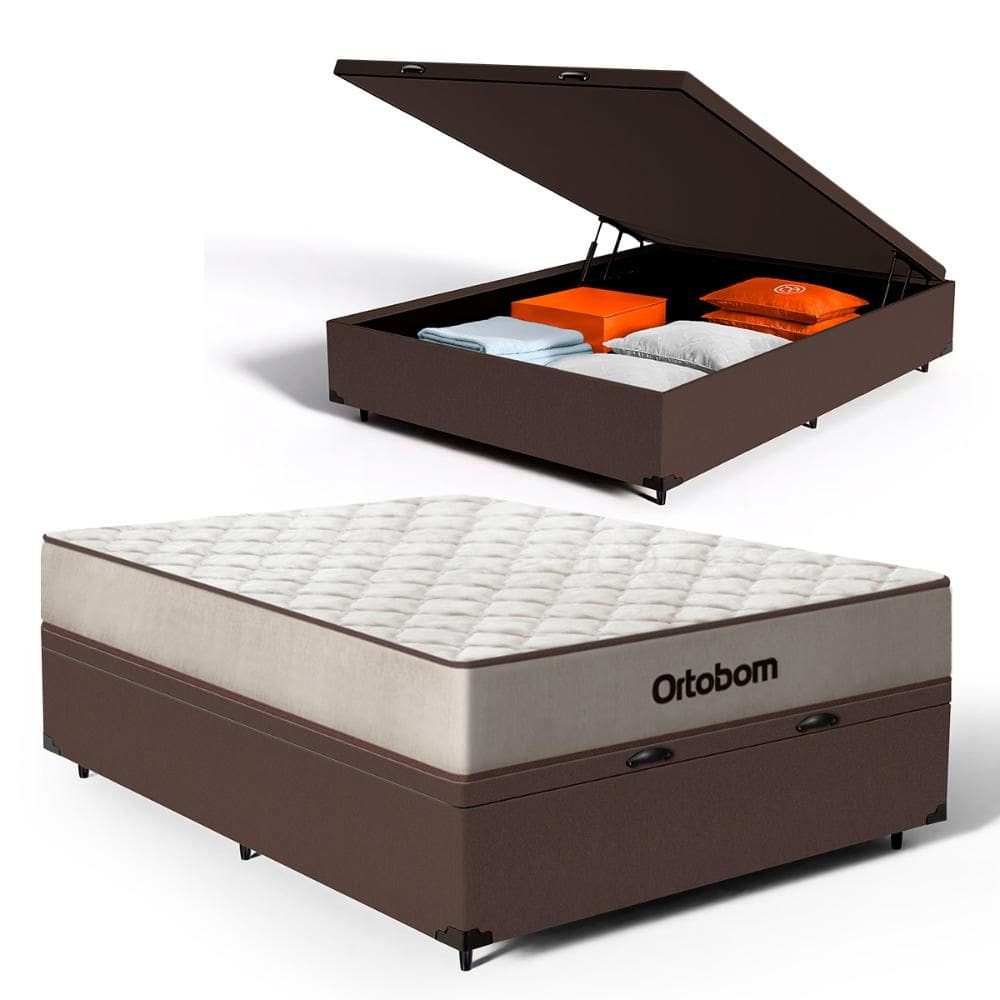 Cama Box Baú com Colchão de Espuma D60 Double Face Force Dream - Ortobom Casal 138cm