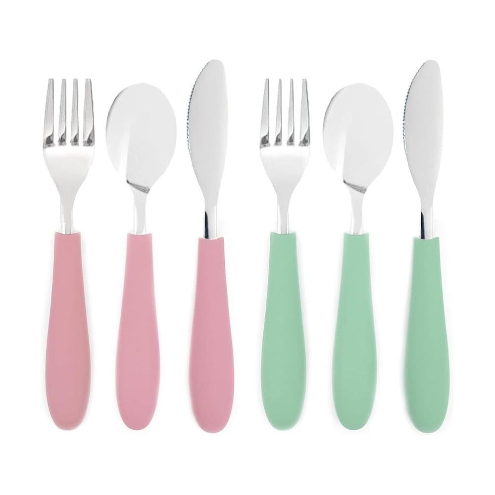 Talheres para crianças Elk and Friends com alça de silicone de mais de 4 anos