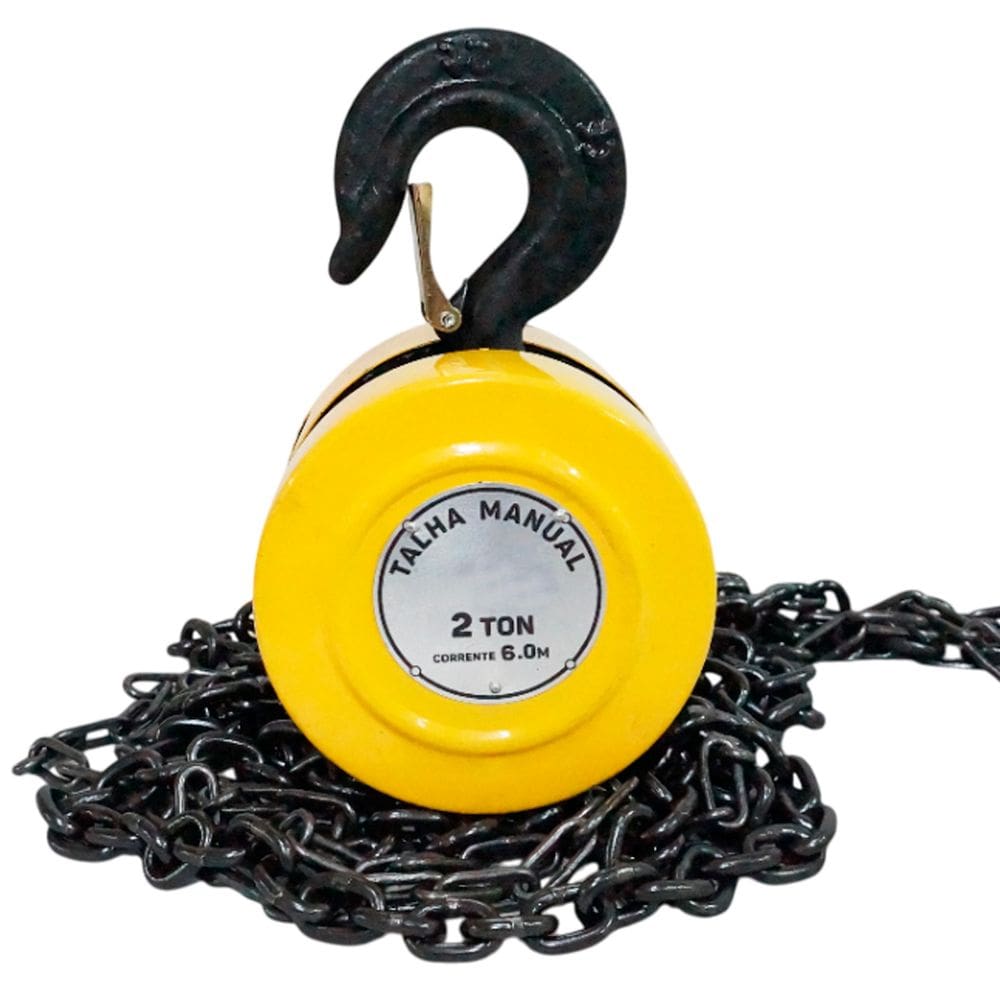 Talha Manual 2 Toneladas 2000 kg com Corrente 6 Metros Elevação