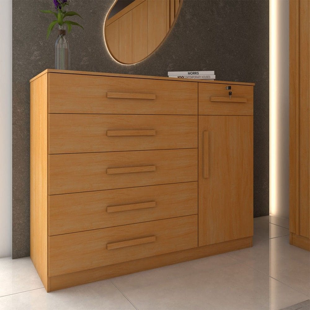 Cômoda Fleur 1 Porta 6 Gavetas Cinamomo - Panorama Móveis