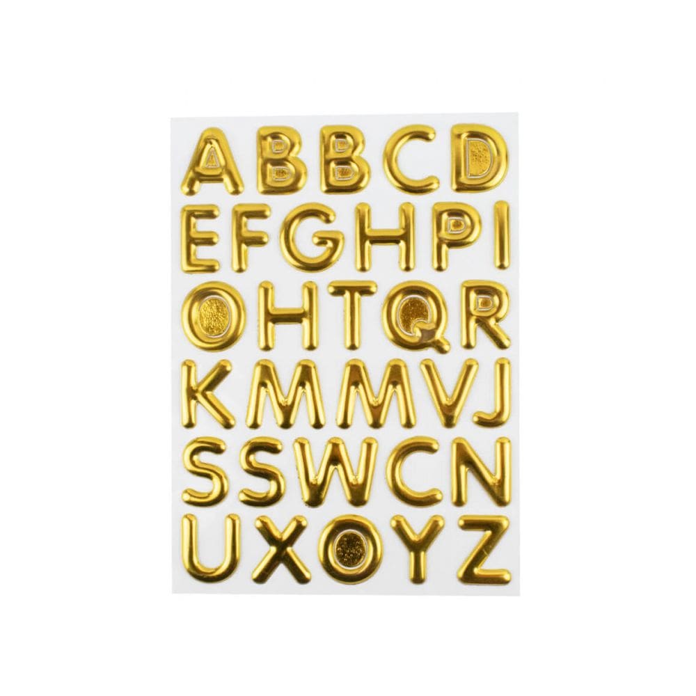 Cartela Adesivos Letras Alfabetos Dourado
