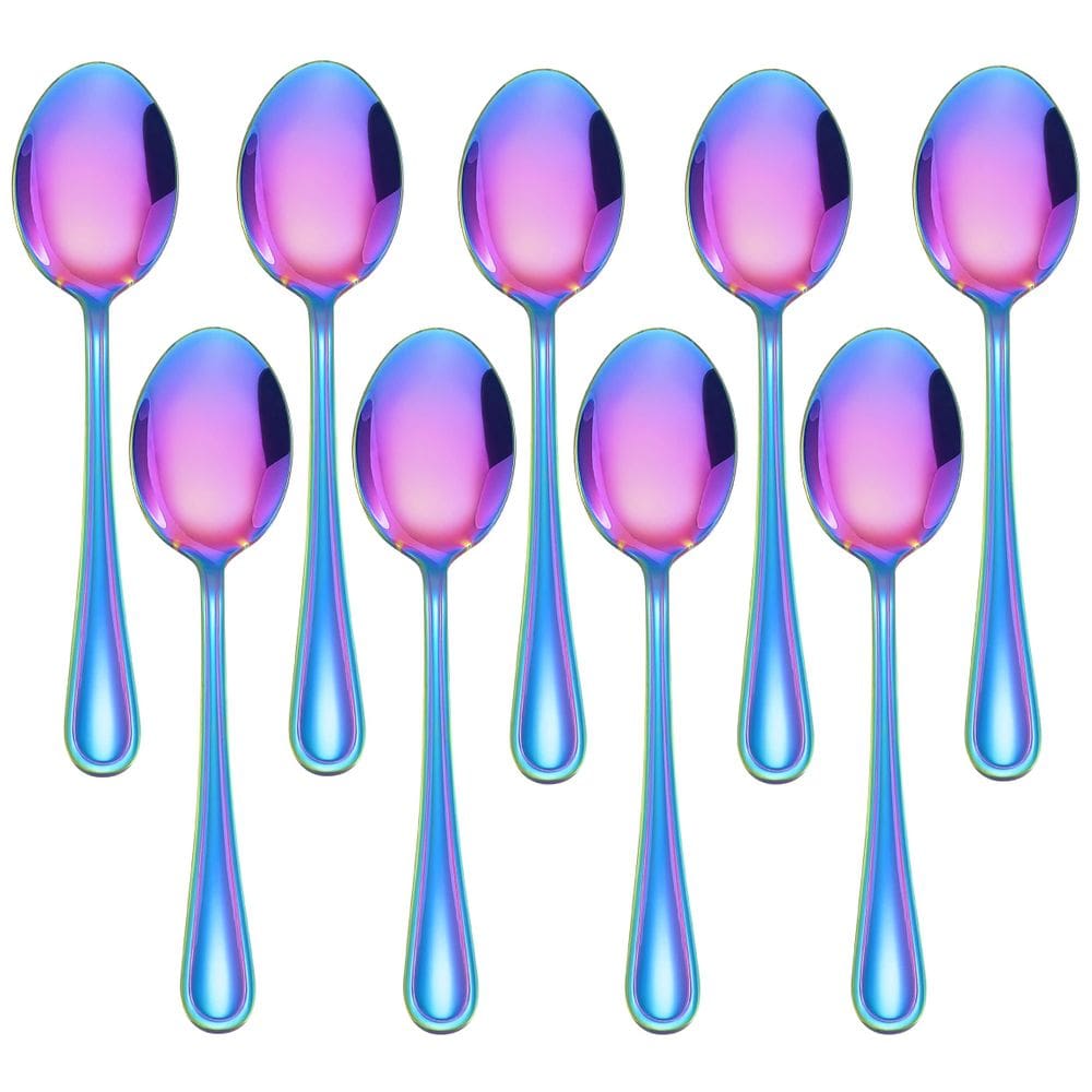 Colheres infantis LIANYU Rainbow em aço inoxidável, conjunto de 9