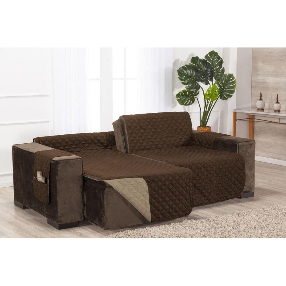 Capa Protetora De Sofá Retrátil 2,40M Dupla Face Tabaco