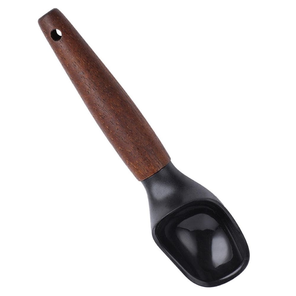 Colher de Sorvete Preto Paramount com Cabo Madeira 18,7 cm