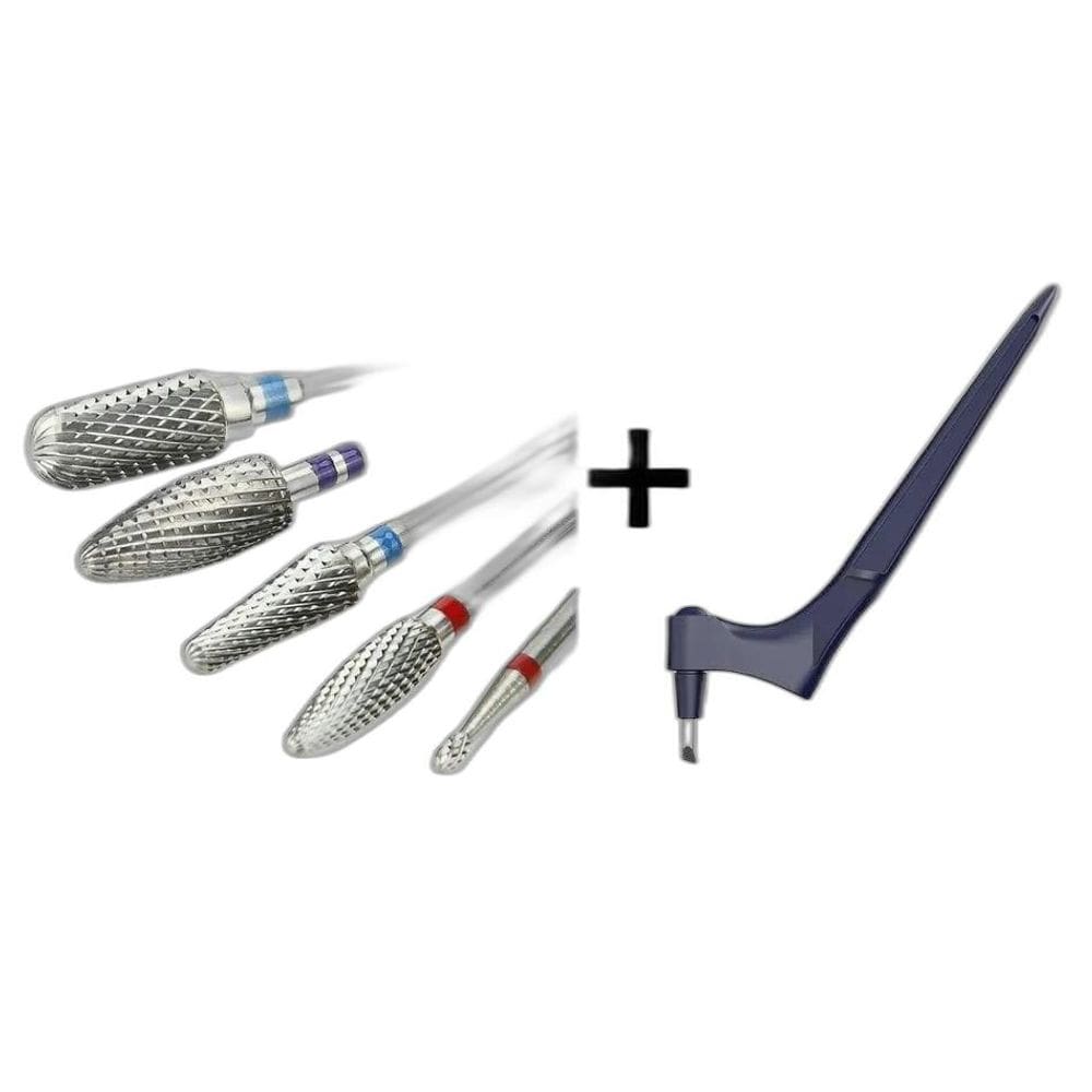 Kit 5 Brocas Tungstênio Unhas Gel + Cortador Artesanal 360º