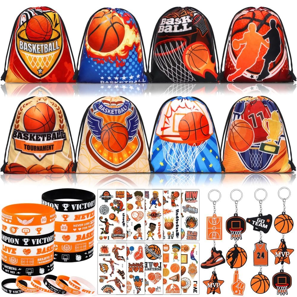 Conjunto de lembrancinhas de basquete KELENO 12 com mochila e adesivos