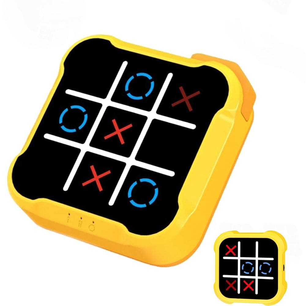 Máquina de jogo educacional portátil Tic Tac Toe 4 em 1 amarela