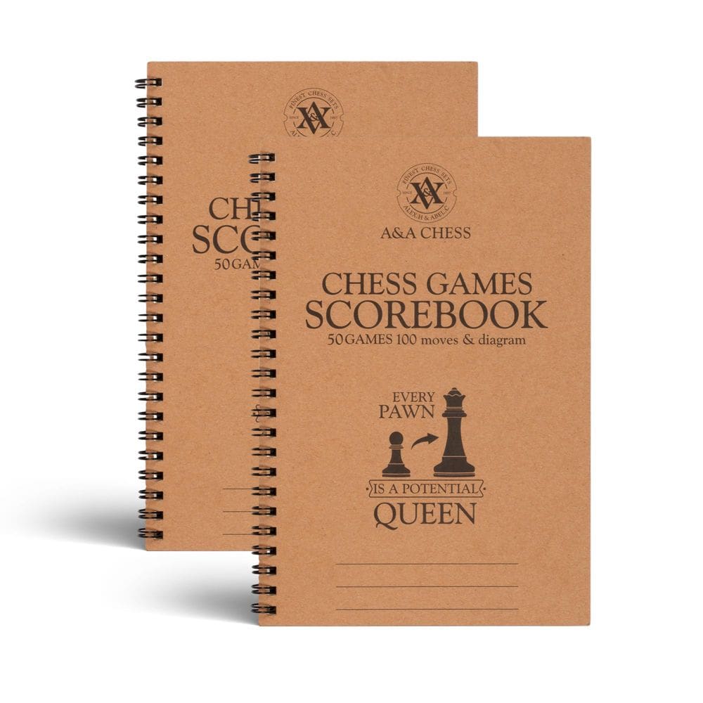 Pacote de 2 A&A do Scorebook de Xadrez, 50 jogos graváveis, 100 movimentos