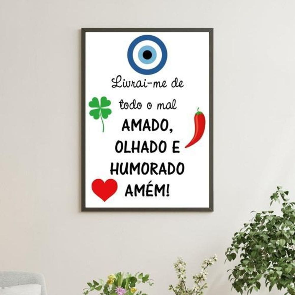 Quadro Para Afastar Más Energias 33X24Cm Moldura Preta
