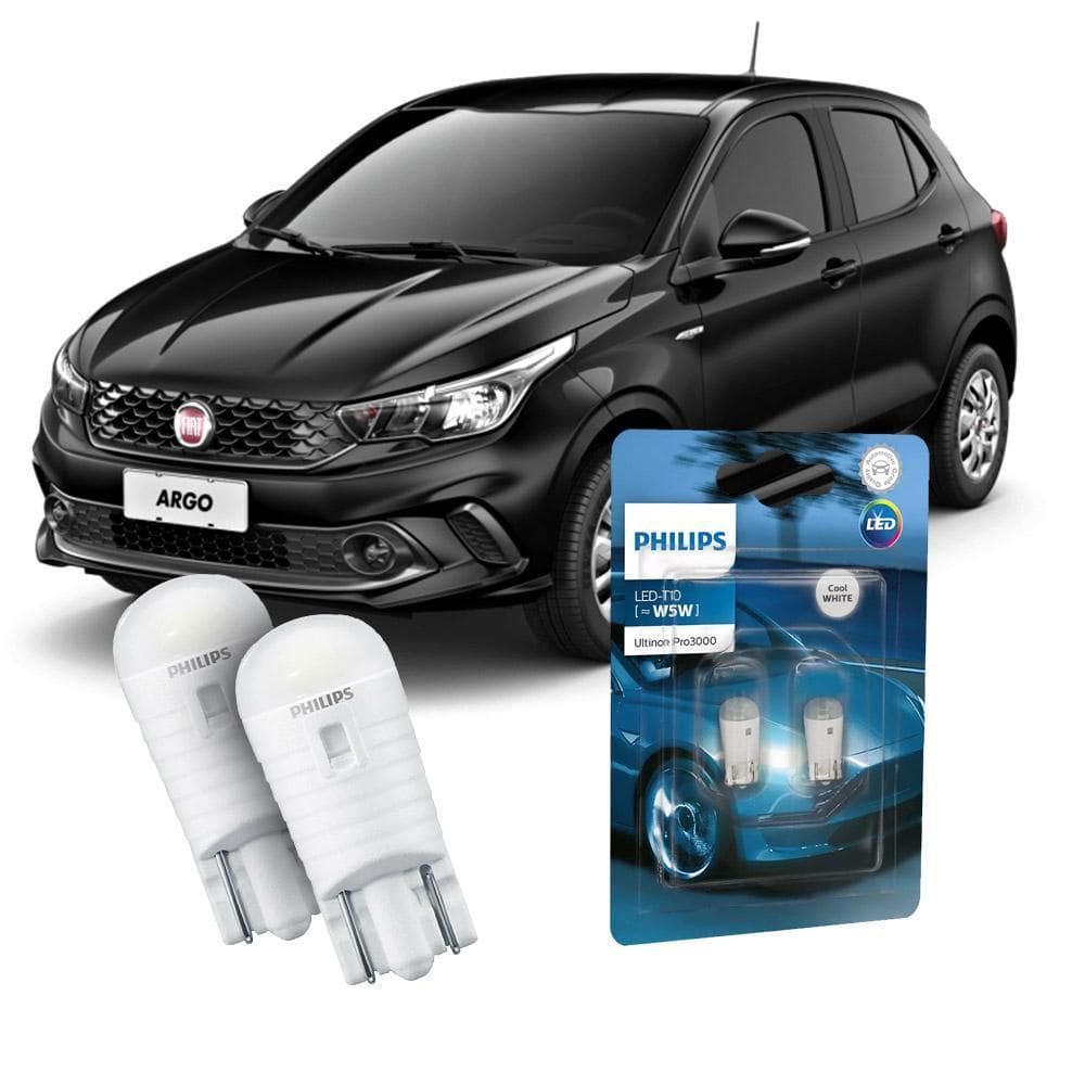 Par Lâmpada Led Farolete Fiat Argo Philips Ultinon